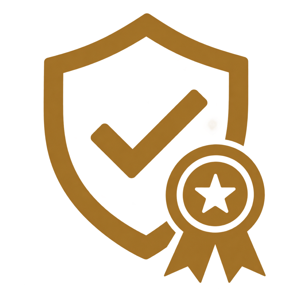 Gouden schild met keurmerk en medaille