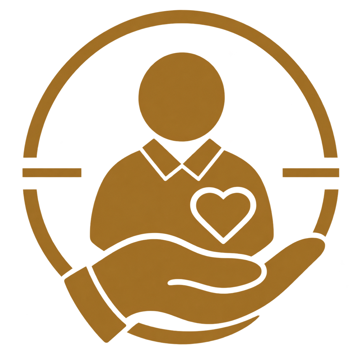 Gouden zorgbadge met ondersteunende hand